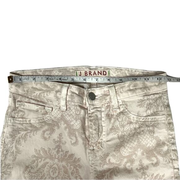 J Brand Capri Romantic Skinny Pants Cream Tan Damask Printed Stretch Women's 25 - Picture 5 of 11